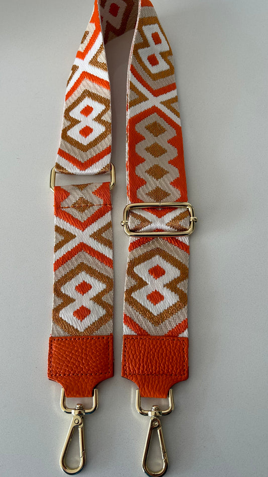 Sienna orange brown gold crossbody strap