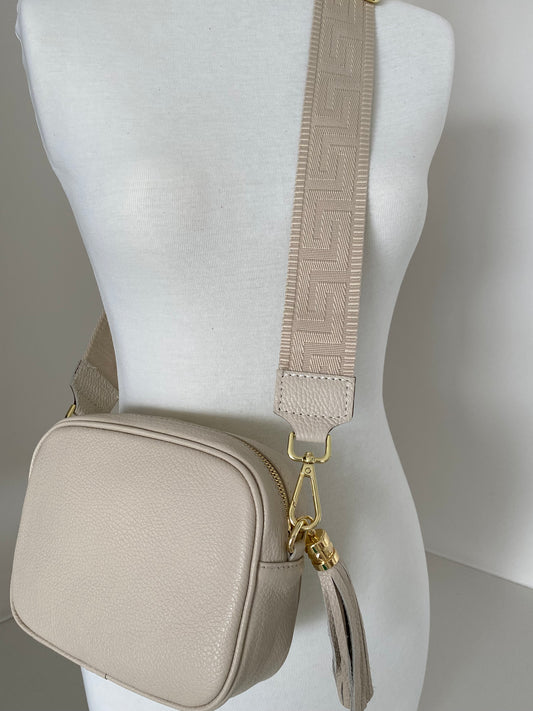 Stone Crossbody tassel leather handbag