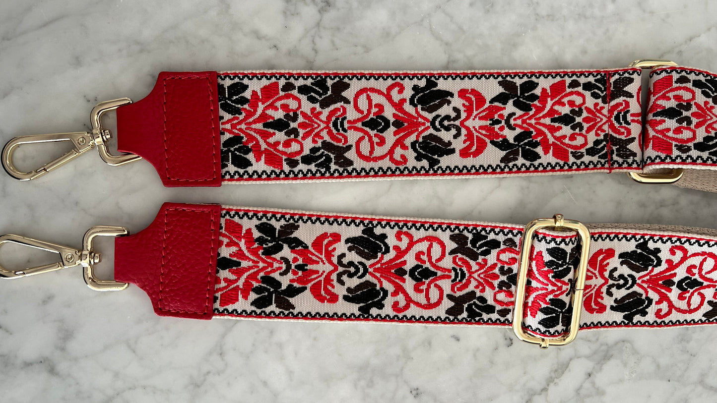 Milan Red White Black Crossbody Strap