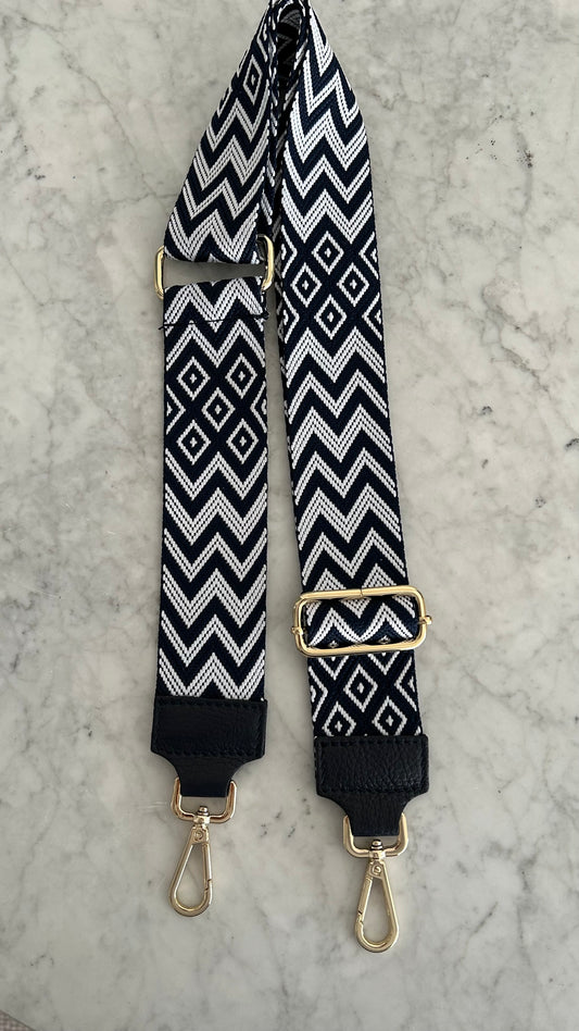 Luna Navy blue and white crossbody strap