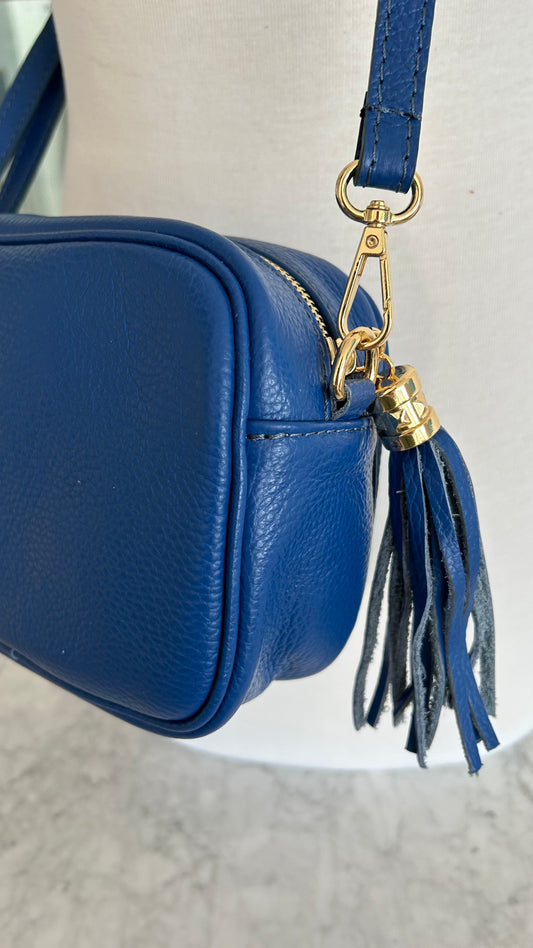 Tassel disco leather handbag in Cobalt Blue