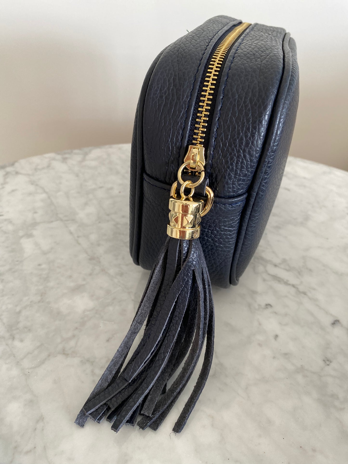 Tassel Disco leather handbag in Navy
