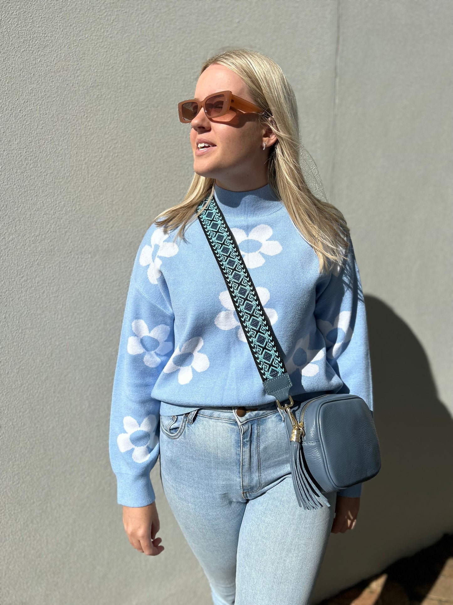 Lucca azure Blue Crossbody Strap