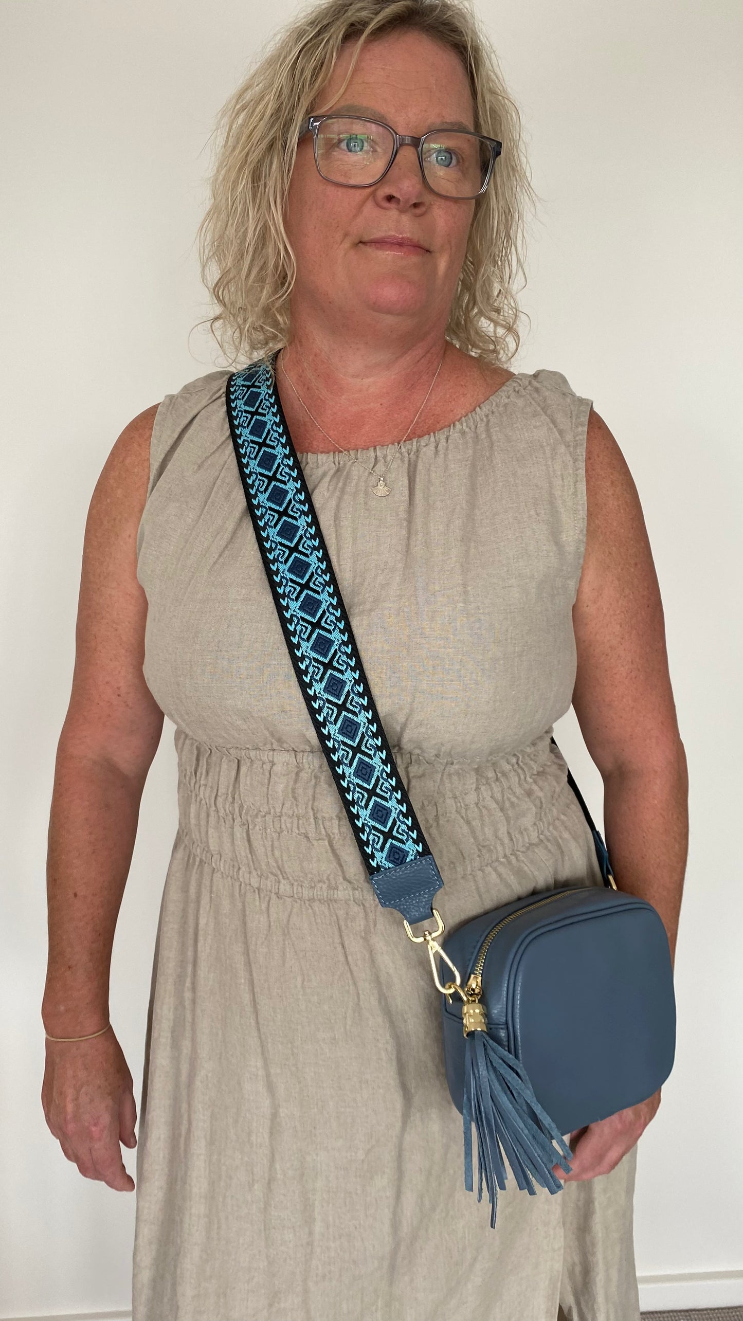 Lucca azure Blue Crossbody Strap