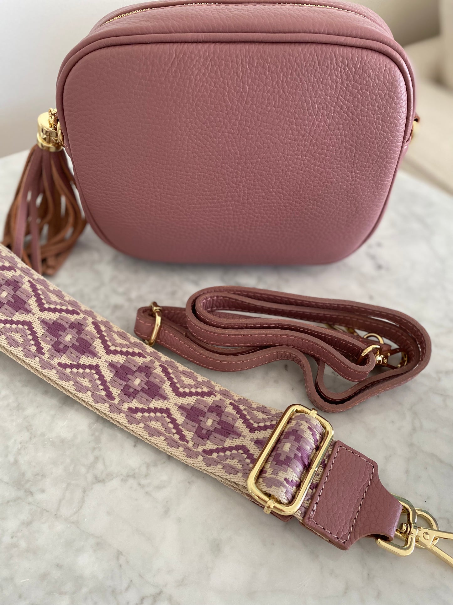 Arazzo Pink combo crossbody strap