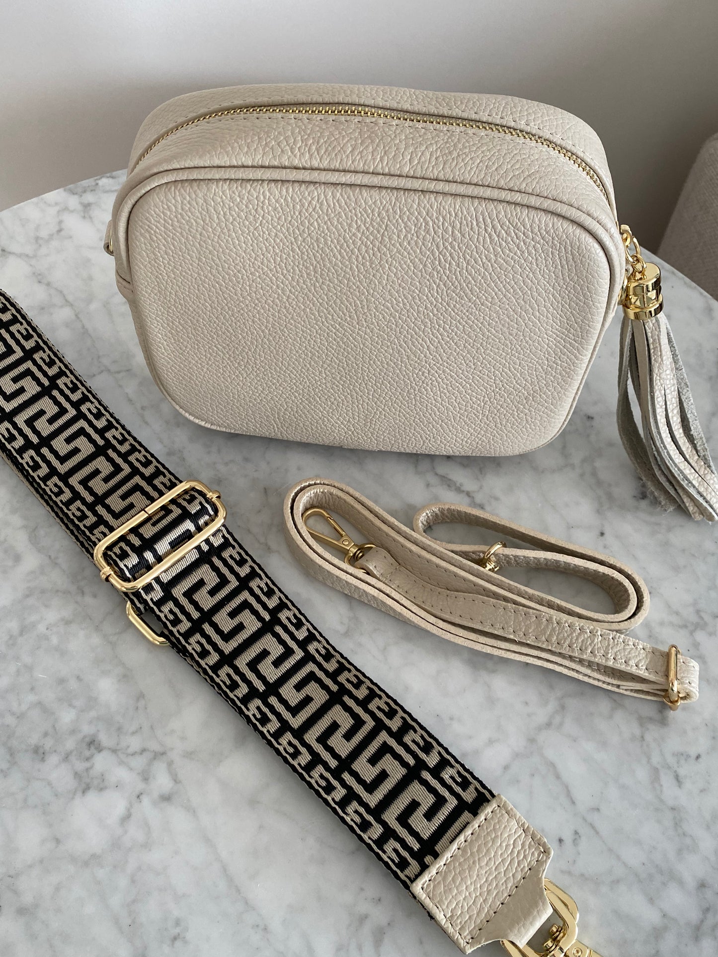 Stone Crossbody tassel leather handbag