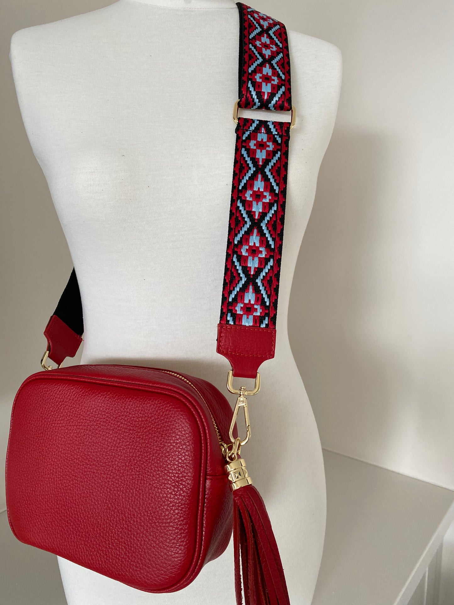 Arazzo Red Blue Black Crossbody Strap