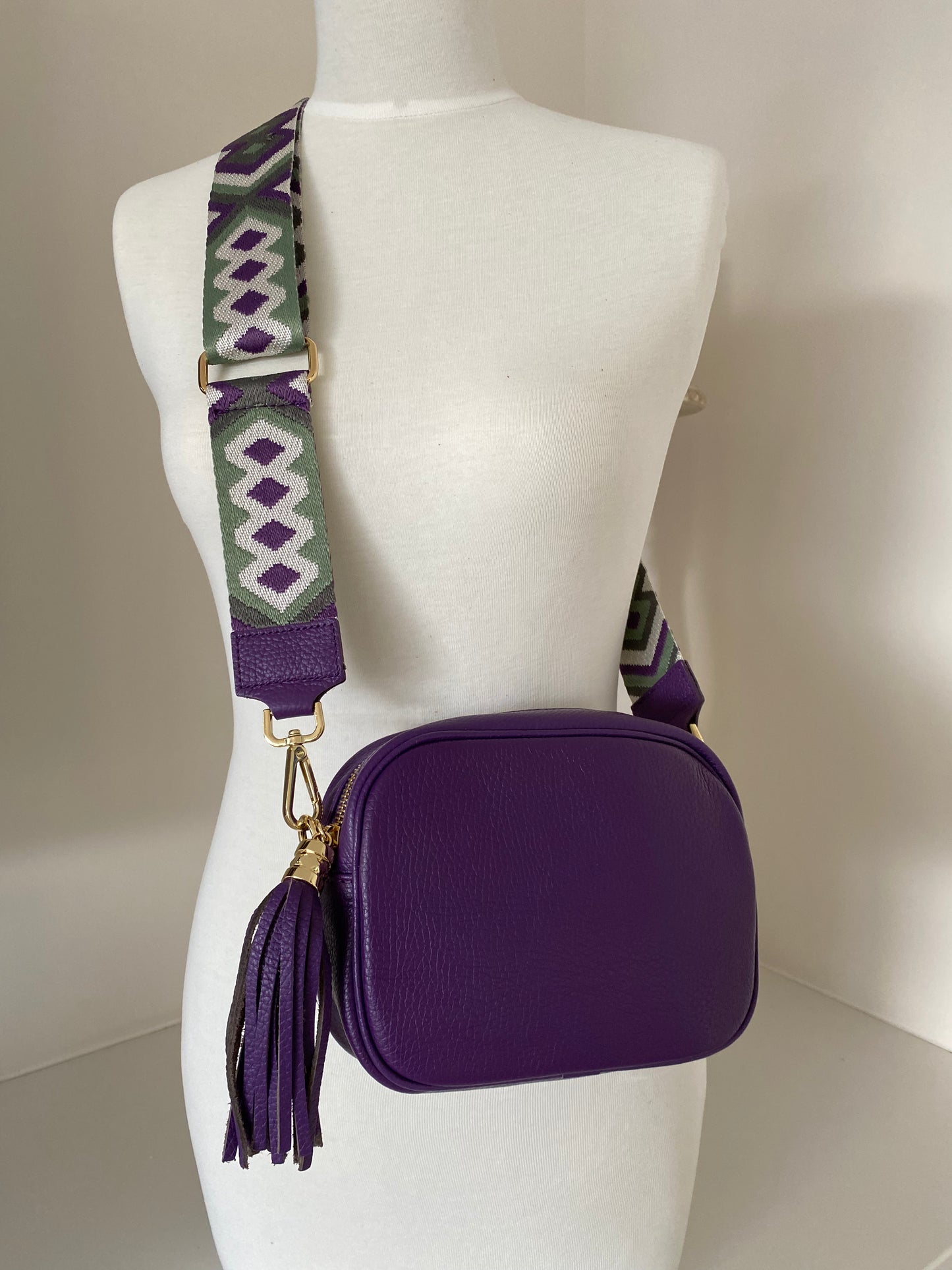 Sienna Purple green and white Crossbody strap