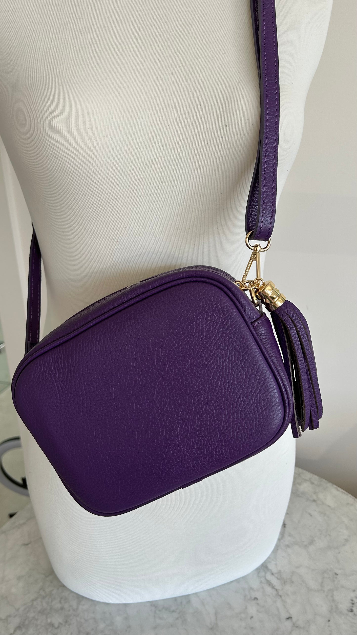 Tassel disco leather handbag in Purple