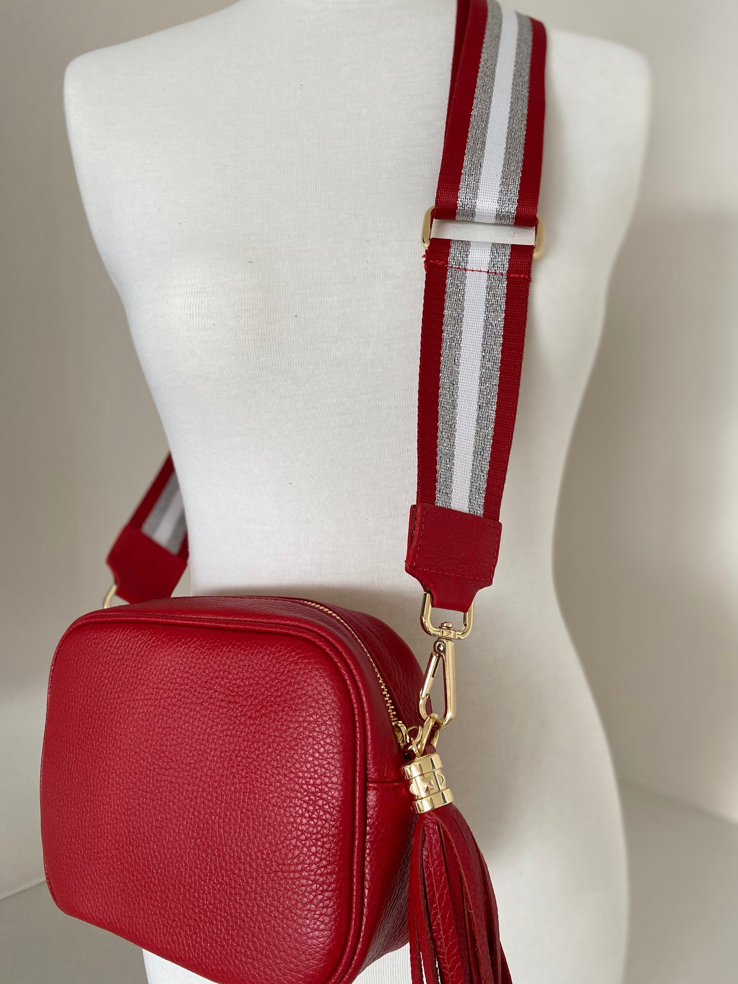 Linea Red Silver Crossbody Strap