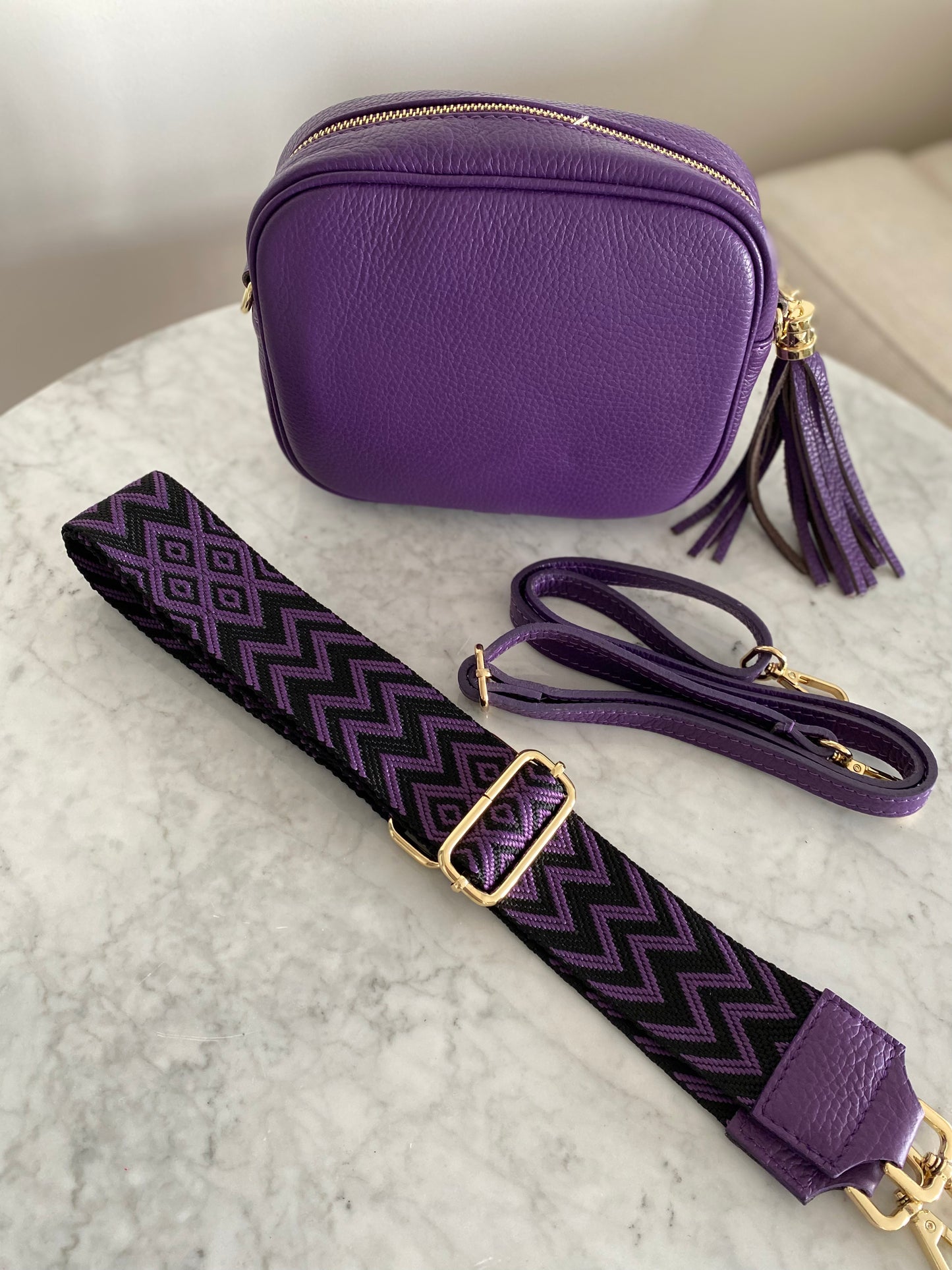 Luna Purple Black Crossbody strap