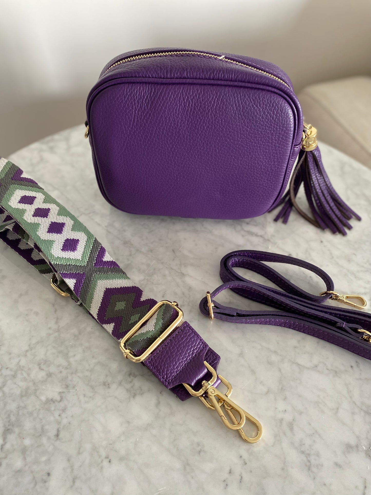 Sienna Purple green and white Crossbody strap