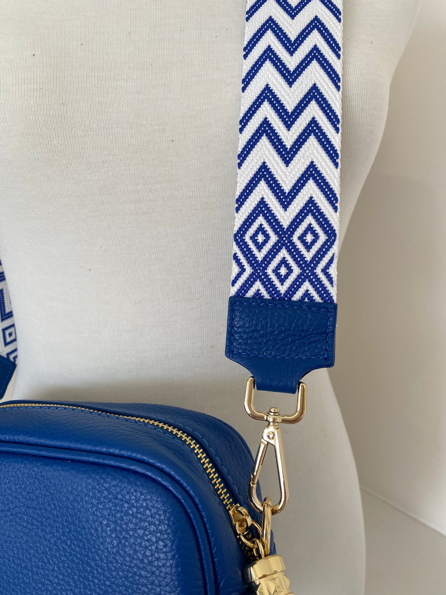 Luna Cobalt blue and white Crossbody strap