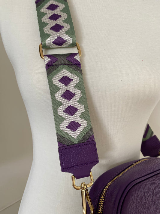Sienna Purple green and white Crossbody strap
