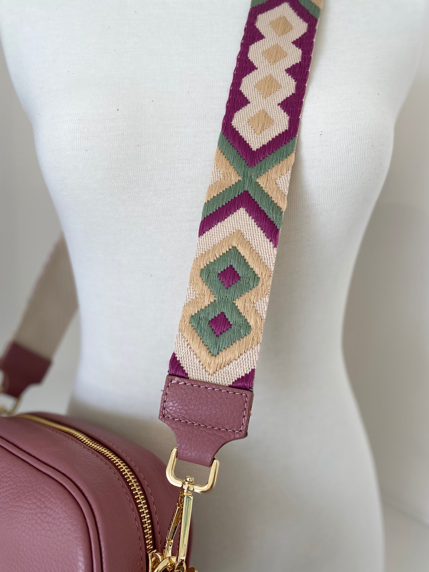 Sienna Pink Green combo crossbody strap