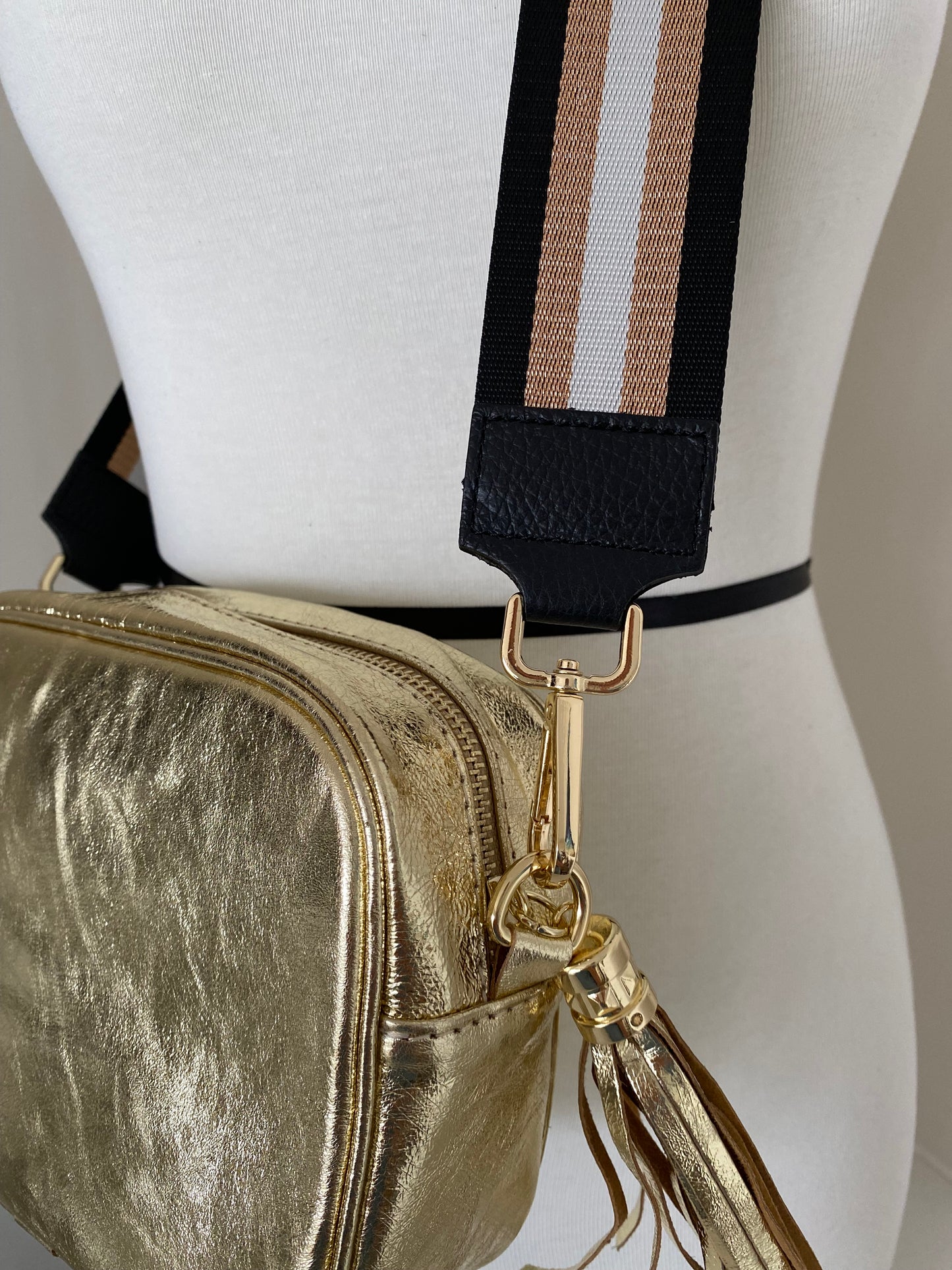 Linea Gold Black and White Crossbody Strap