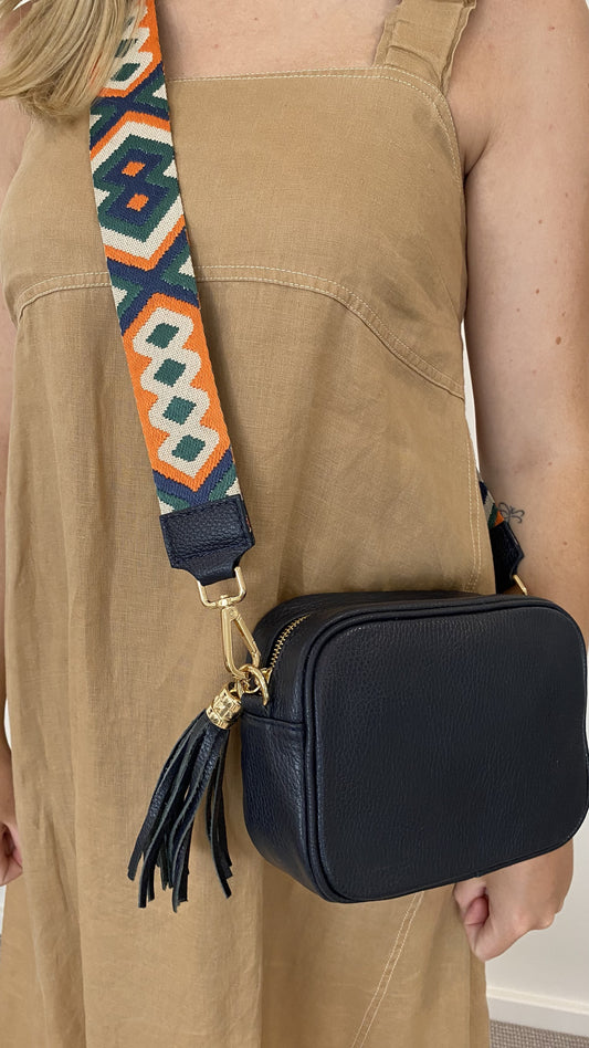 Sienna Navy Blue Orange Green Crossbody strap