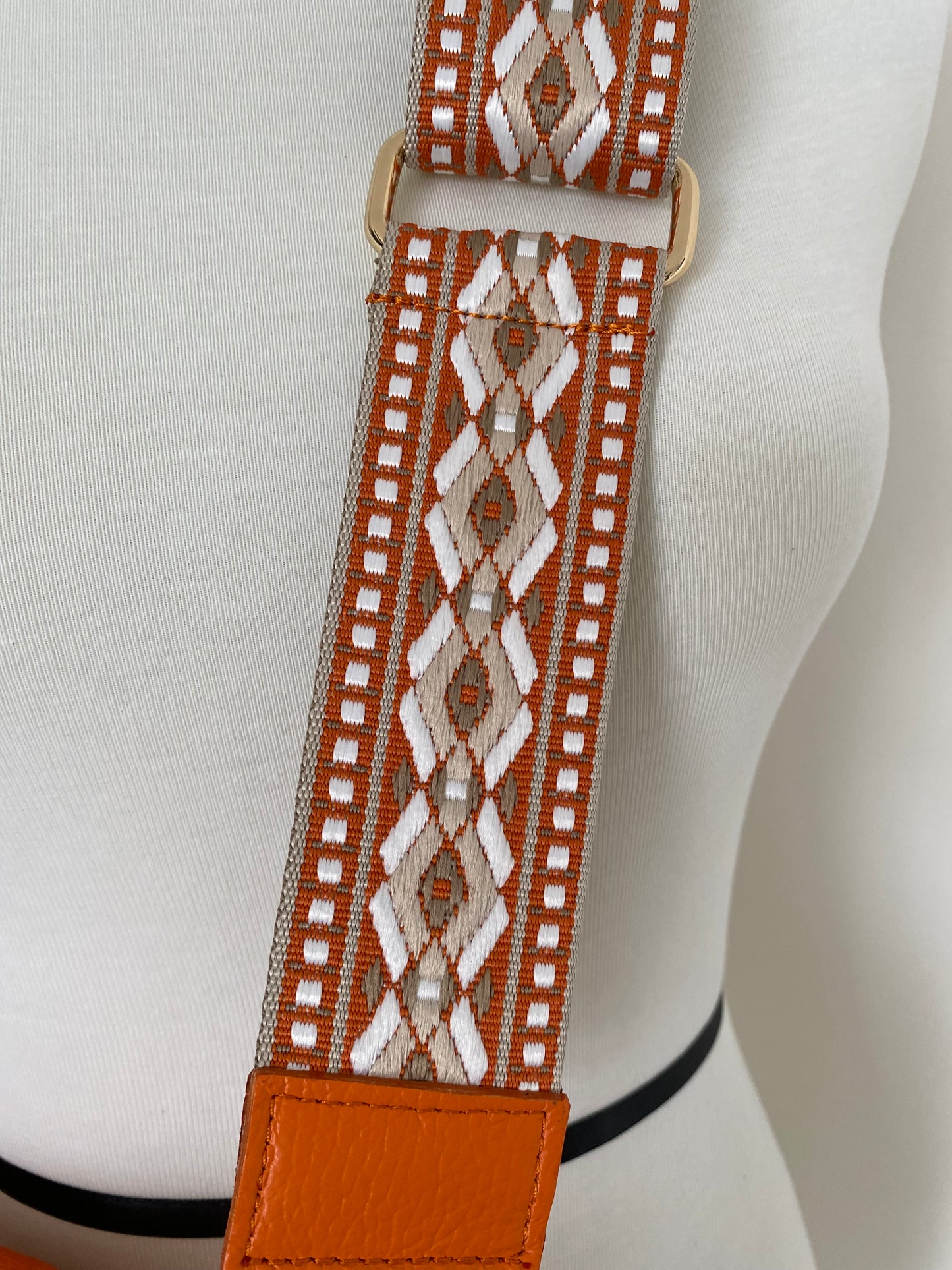 Orange natural and white crossbody strap
