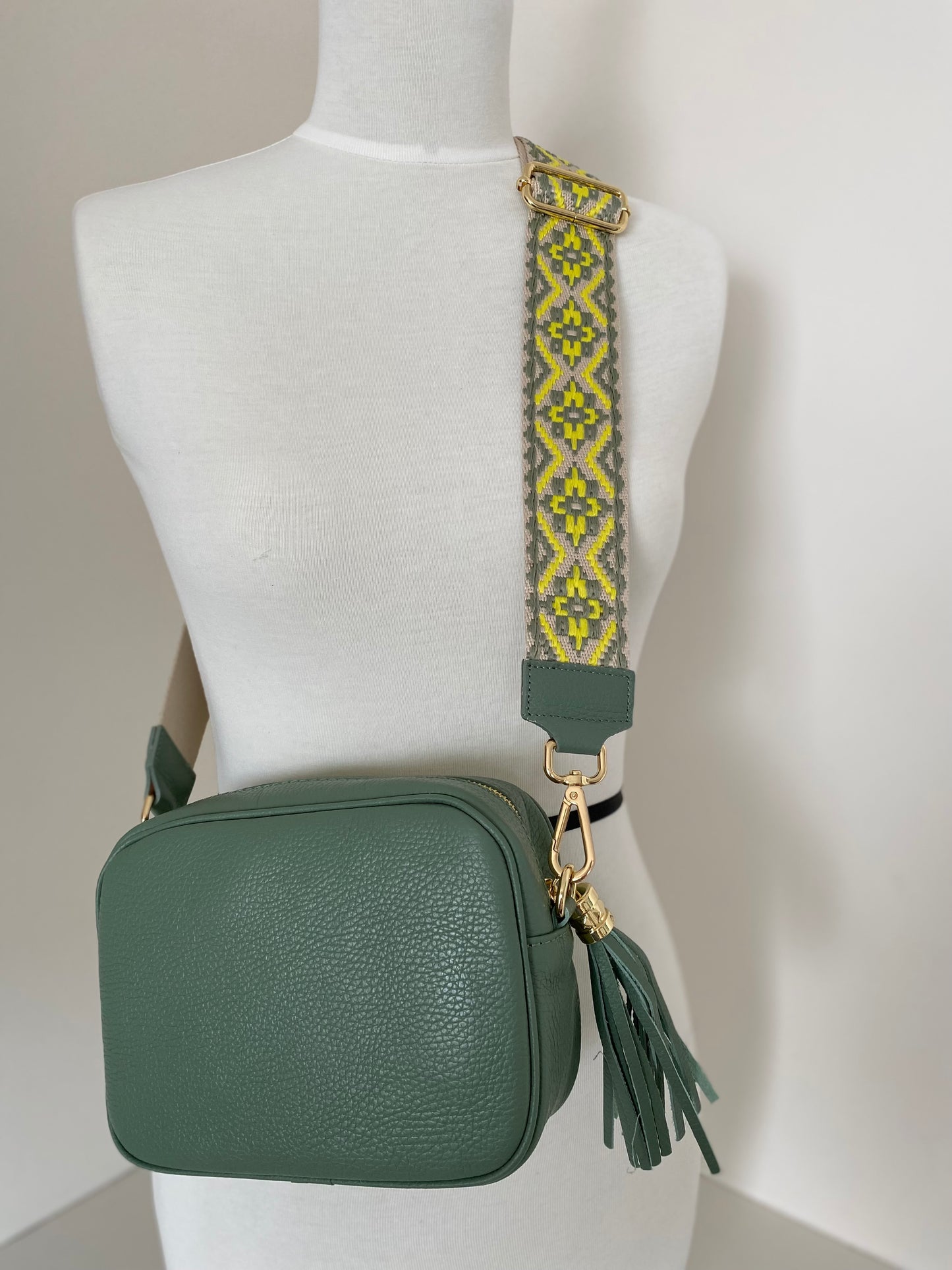 Arazzo Green Yellow Crossbody Strap