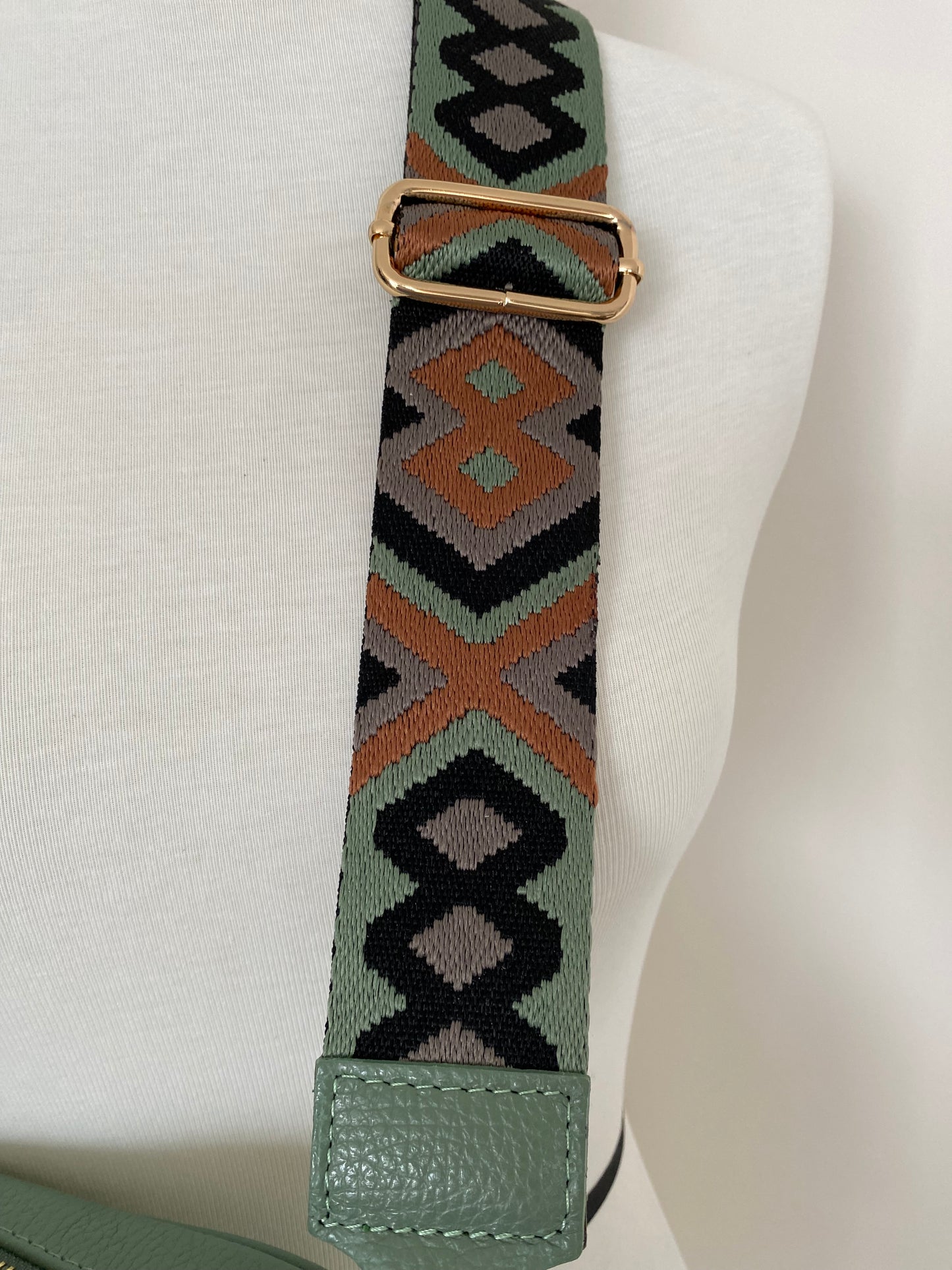 Sienna Green Black Tan Crossbody Strap