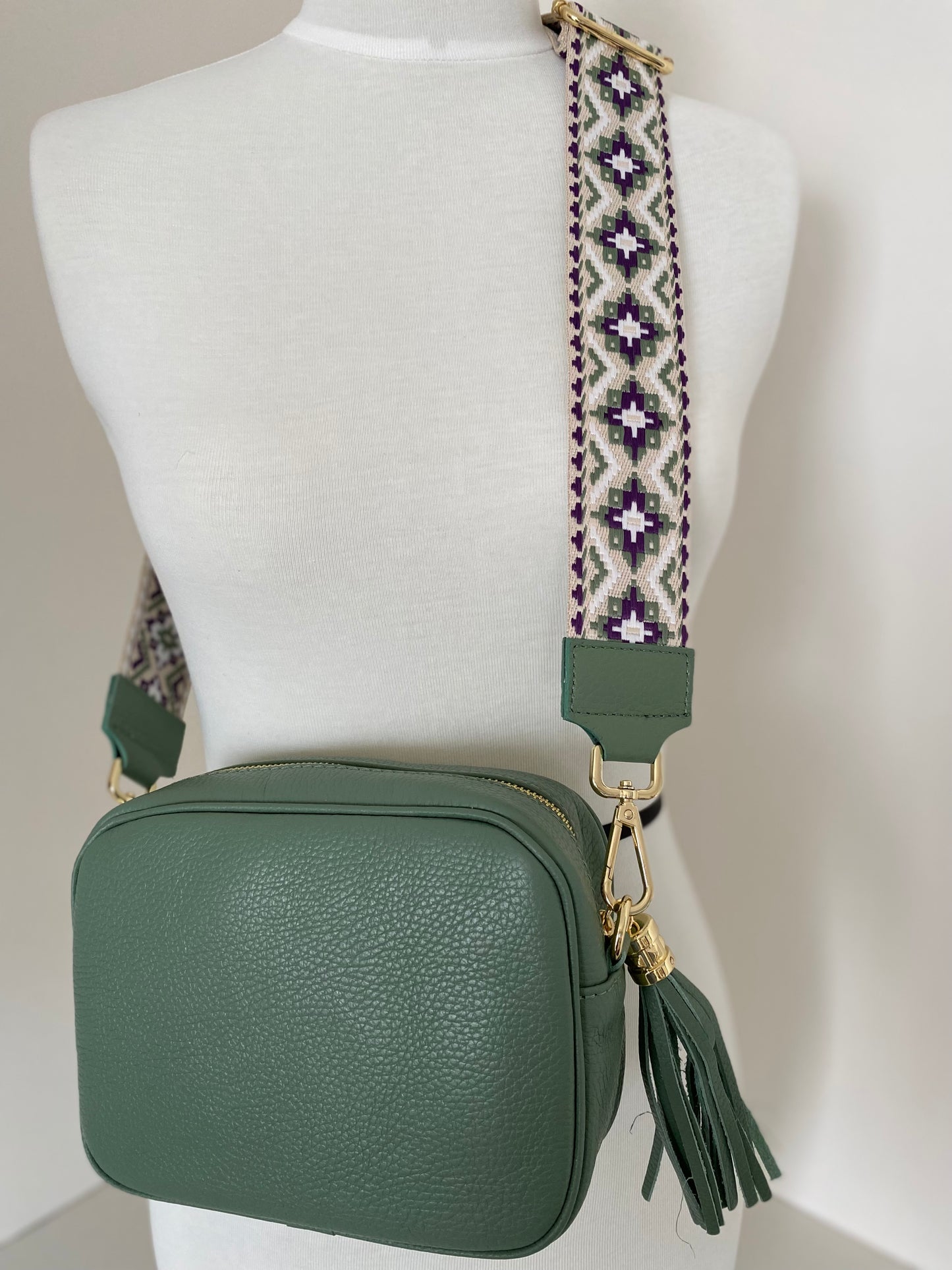 White, Purple & Green Crossbody Strap