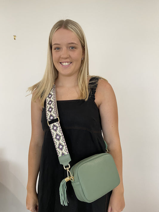 White, Purple & Green Crossbody Strap