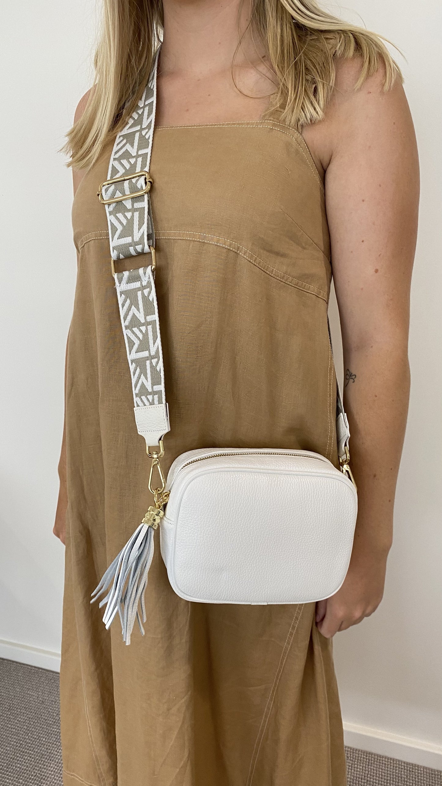 Emilla white beige combo strap