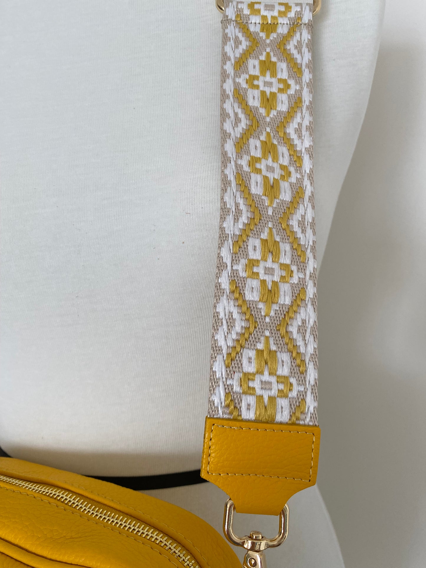Arazzo yellow natural crossbody strap
