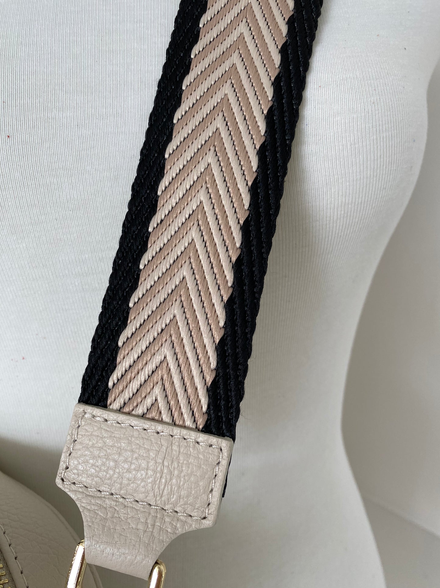 Black, Stone Beige Crossbody Strap