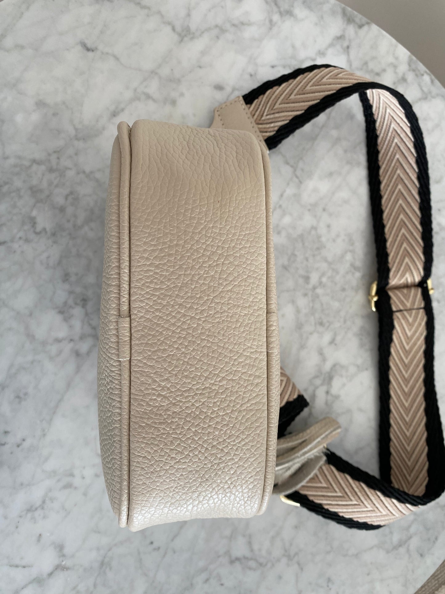 Black, Stone Beige Crossbody Strap