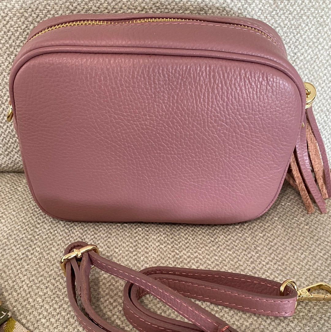 Tassel disco leather handbag in Dusty Pink