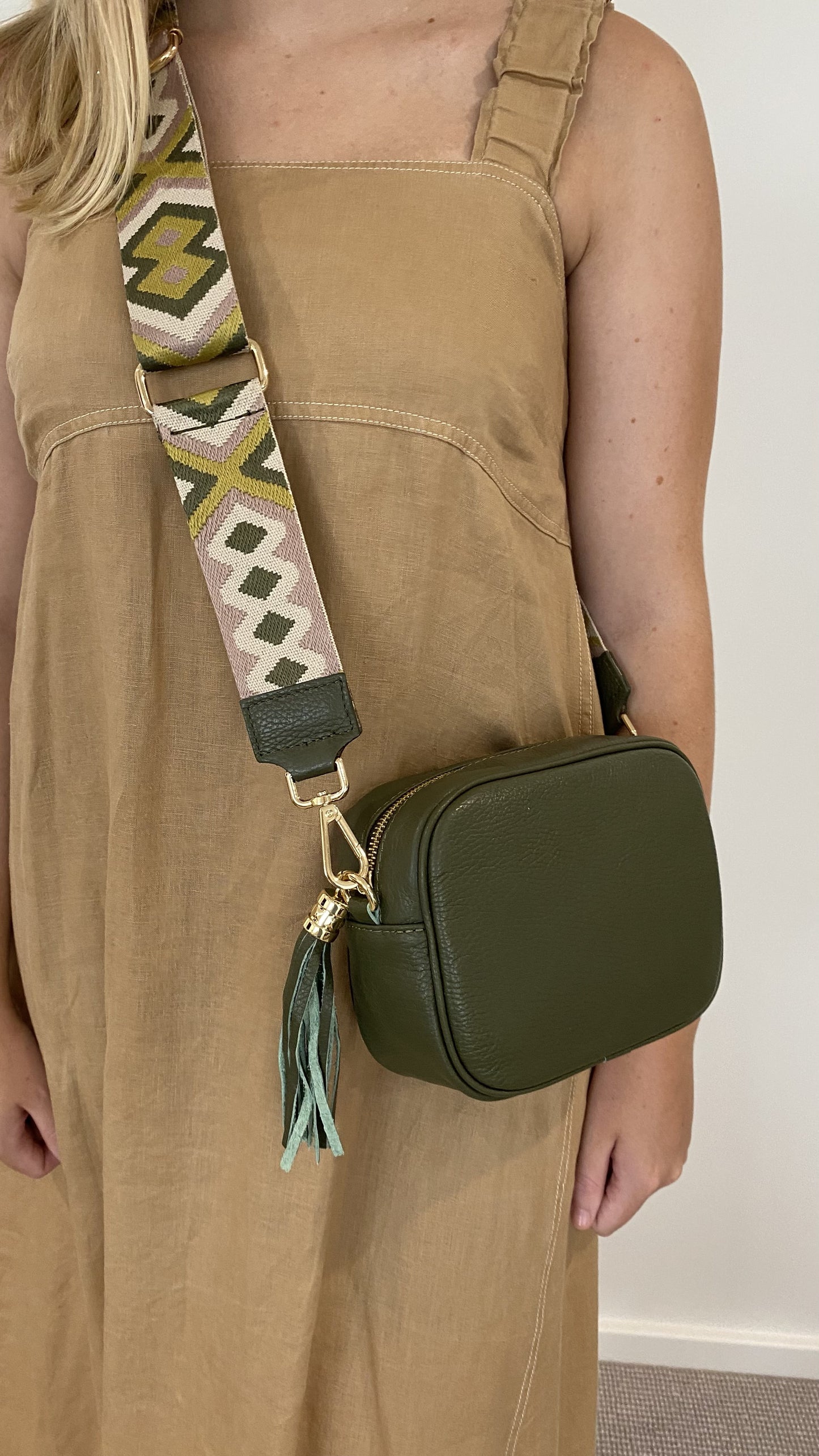 Sienna Pink Green  Crossbody strap