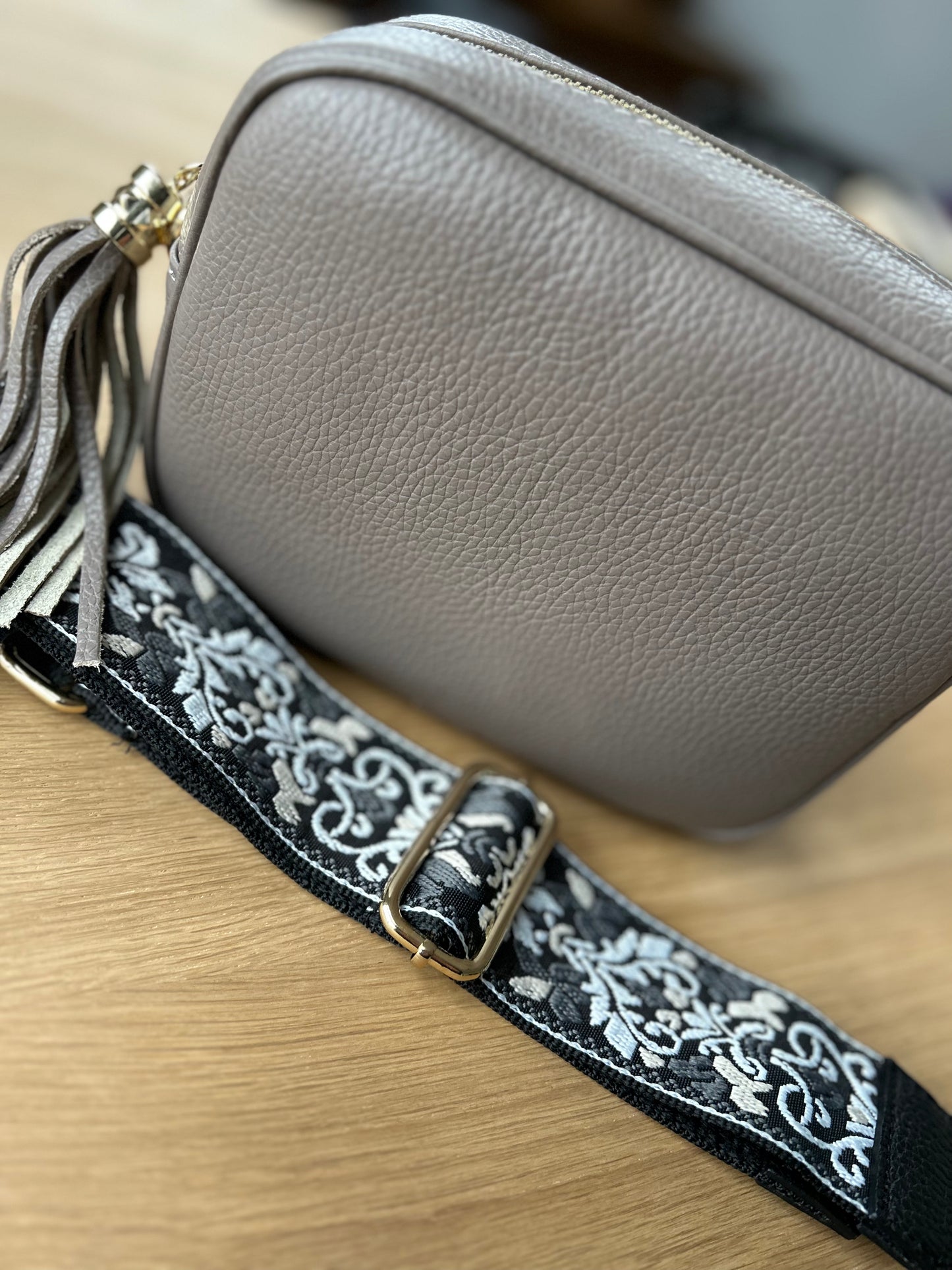 Milan Black grey crossbody strap