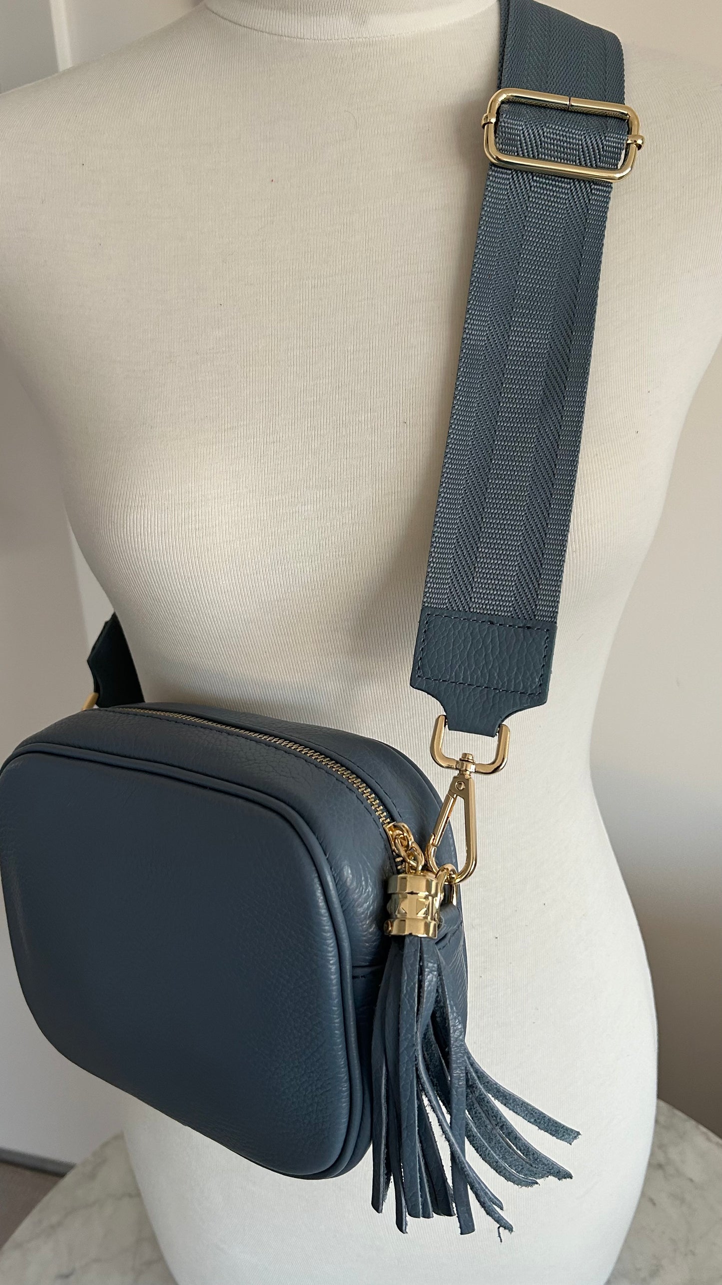 French Blue plain crossbody strap