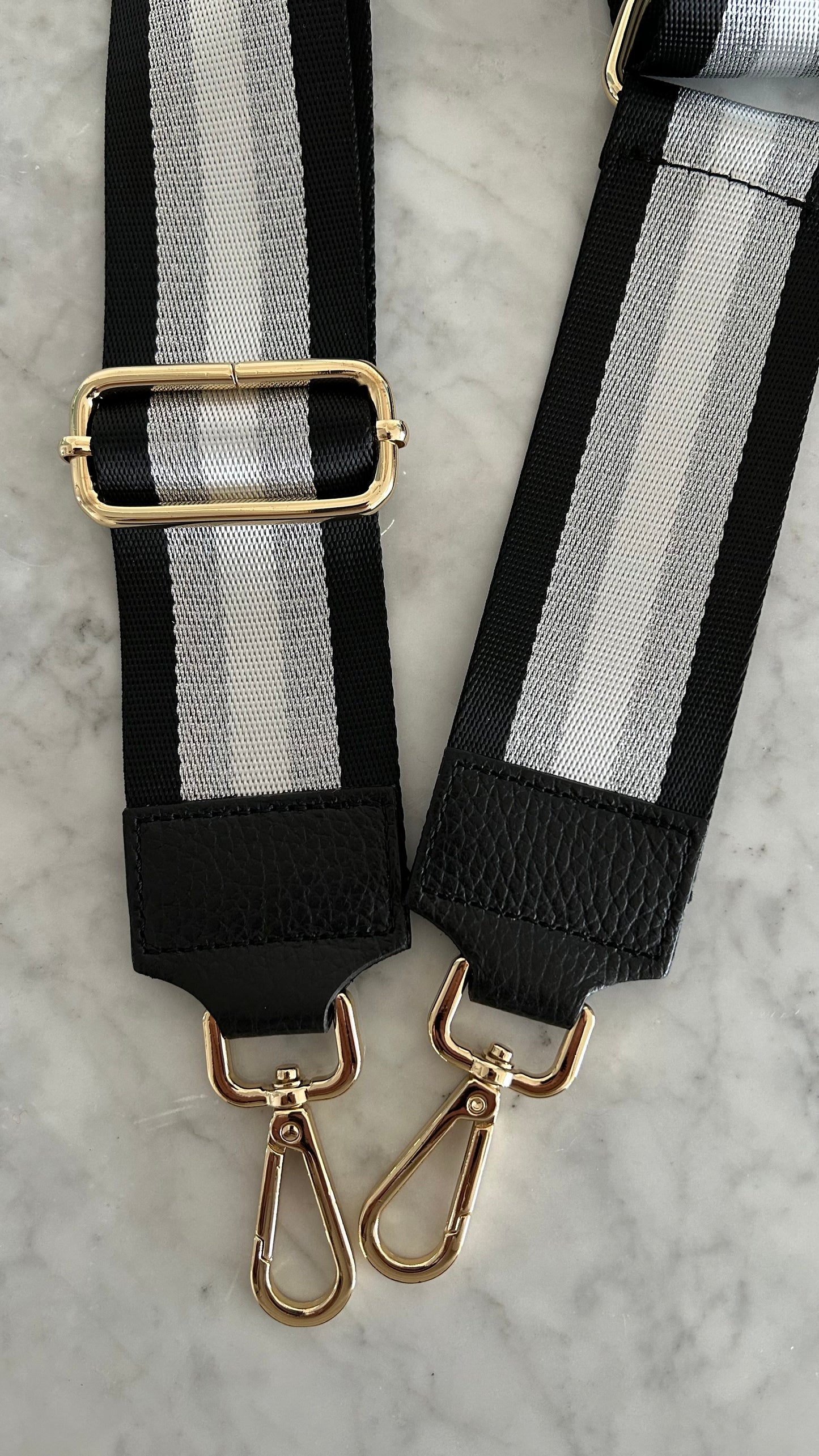 Linea black silver crossbody strap
