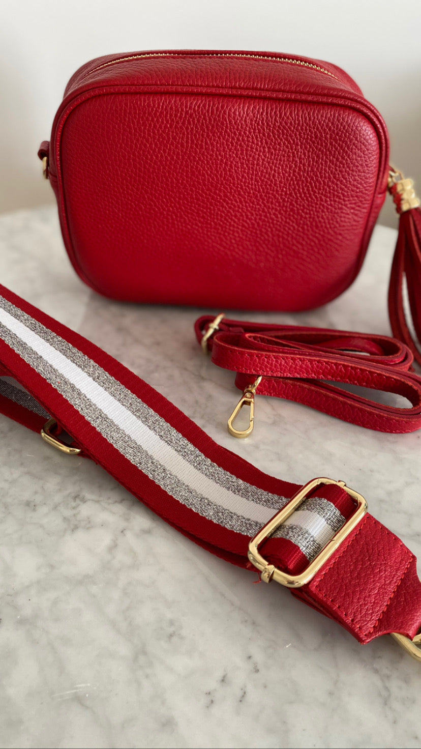 Linea Red Silver Crossbody Strap