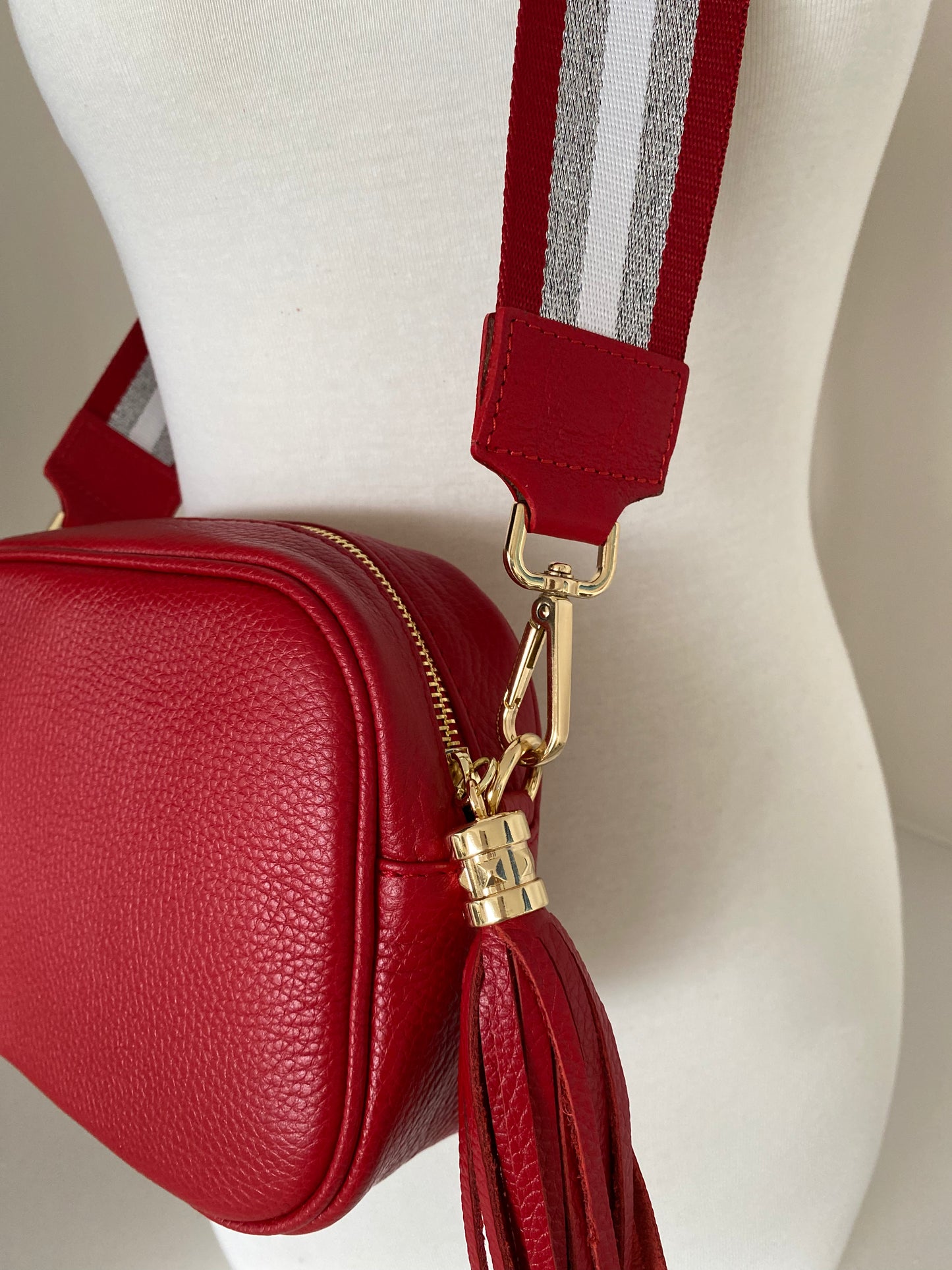 Linea Red Silver Crossbody Strap